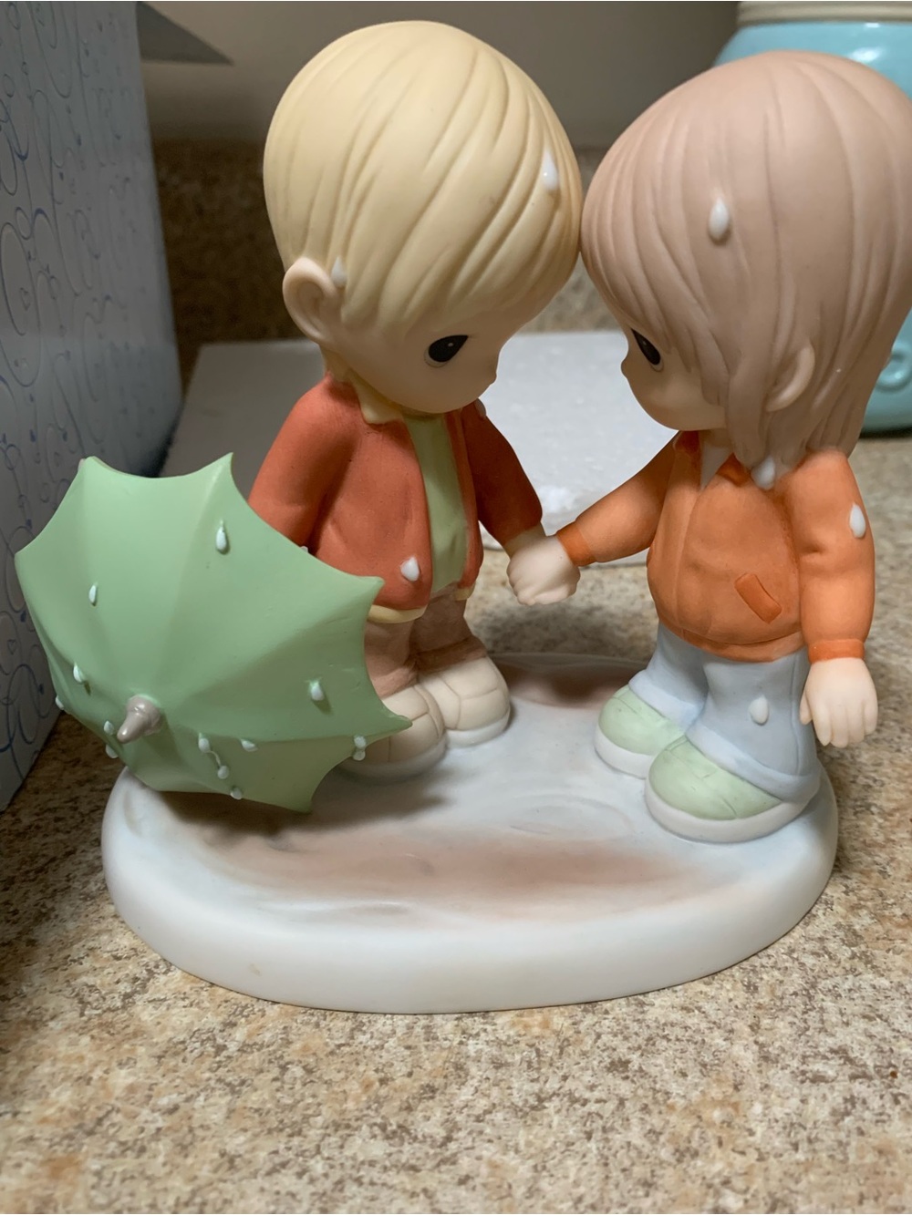 Precious Moments Pastel Rainy Day Figurine - Green & Orange